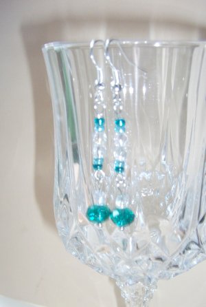 Crystal Wave Earrings - Teal