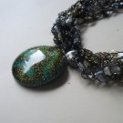 Old World Necklace - Dichrome Pendant & ribbon