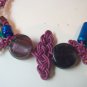 Bead and Leather Necklace - fushia