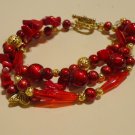 Ruby glass and crystal bead Bracelet.