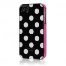 NEW Kate Spade 3 Piece Large White Polka Dots Black Hard Case for iPhone 4 4S 4G