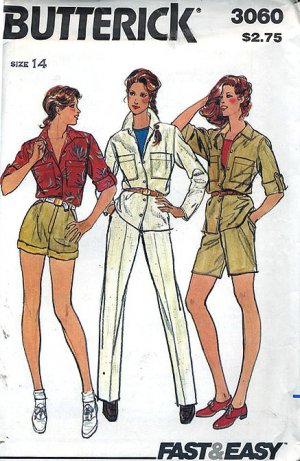 Vintage 70s Fast Easy Sewing Pattern Jacket Pants Shorts Sz 14