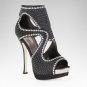 bebe Cassandra Embellished Bootie Sandal Studded Beaded Cutout Open Toe Ankle Boot - Black - 10