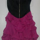 2b bebe Strapless Corset Bustier Lace Up Top Chiffon Bubble Dress - Black & Hot Pink/Fuchsia - M