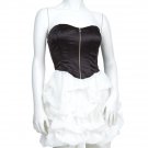 2b bebe Strapless Corset Bustier Lace Up Top Chiffon Ryan Soft Bubble Dress - Black & White - M