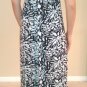 2b bebe Floral Print V Neck Empire Waist Long Maxi Dress - Black White Gray - S