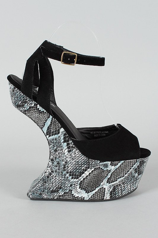 snakeskin platform wedges