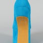 Velvet Colorblock Mary Jane Heel Less Curved Cutout Wedge - Turquoise Blue/Yellow Bottom - 8