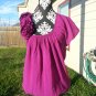 bebe Rosette Floral Asymmetric Tunic Top Mini Dress - Purple/Plum/Fuchsia - S