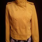 Forever 21 High Collar Double Breasted Epaulette Military Jacket Coat - Yellow - M