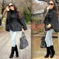 Express Belted Button Up Cape Coat Jacket Top w/ Point Collar - Black - XS / S