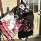 bebe Pink White Striped Asian Floral One Shoulder Kimono Sleeve Top Blouse - Black - S