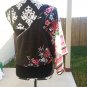bebe Pink White Striped Asian Floral One Shoulder Kimono Sleeve Top Blouse - Black - S