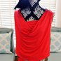 bebe Sexy Armor Bead Beaded Cowl Neck Shift Dress - Tomato Red - XS