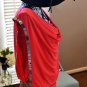 bebe Sexy Armor Bead Beaded Cowl Neck Shift Dress - Tomato Red - XS