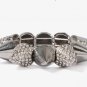 Forever 21 Painted Metal Rhinestone Pyramid Spike Stretch Bracelet - Silver