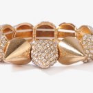 Forever 21 Painted Metal Rhinestone Pyramid Spike Stretch Bracelet - Gold