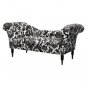 NEW Damask Floral Button Tufted Chaise Lounge Sofa Couch Settee Black & White