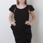Bold Shoulder Backless Low Open Back Structured Peplum Dress - Black - S