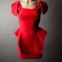 Bold Shoulder Backless Low Open Back Structured Peplum Dress - Black - S