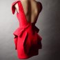 Bold Shoulder Backless Low Open Back Structured Peplum Dress - Black - S