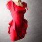 Bold Shoulder Backless Low Open Back Structured Peplum Dress - Black - S