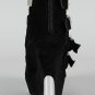 Liliana Silver Pyramid Studded Buckle Wedge Open Peep Toe Boots Suede Booties - Black - 8