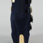 Liliana Gold Pyramid Studded Buckle Wedge Open Peep Toe Boots Suede Booties - Dark Blue/Navy- 7.5