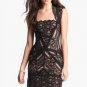Nicole Miller Scalloped Stretch Lace Sheath Dress Vampire Diaries - Black/Nude - P/XS