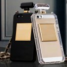 Black Designer Perfume Bottle Gold Chain Necklace Phone Cover Case for iPhone 5/5S/5C