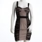 2b bebe Swiss Dot Ruched Rouched Mesh Lace Overlay Corset Bust Dress - Black & Nude - XS