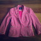 ZARA Collection Striped 3/4 Sleeve Fitted Blazer - Pink & Taupe/Beige - S