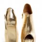 Privileged Faux Leather Open Peep Toe Platform Wedge Heel Less Ankle Boots Booties - Gold - 8