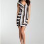 bebe Chevron Striped Sequin Bodycon Sheath Dress - Black, White & Bronze - S