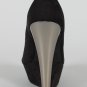 Liliana Kandi-5 Faux Suede Open Peep Toe Cut Out Platform High Heel Wedge - Black & Silver - 7.5