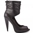 Guess TOWWER Leather Open Peep Toe Ankle Cuff Bootie High Heel Stiletto Pump - Black - 8
