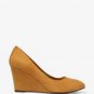 Forever 21 Faux Suede Classic Pointed Almond Toe Wedge Heel Pump - Mustard Yellow - 8