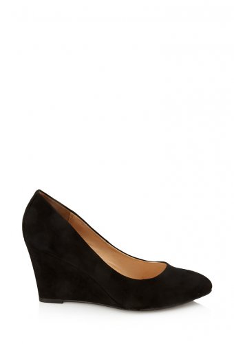 Forever 21 Faux Suede Classic Pointed Almond Toe Wedge Heel Pump - Black - 8