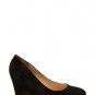 Forever 21 Faux Suede Classic Pointed Almond Toe Wedge Heel Pump - Black - 8
