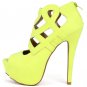 Qupid Confess-55 Caged Cut Out Open Peep Toe Stiletto High Heel Pump - Yellow - 8
