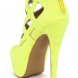 Qupid Confess-55 Caged Cut Out Open Peep Toe Stiletto High Heel Pump - Yellow - 8