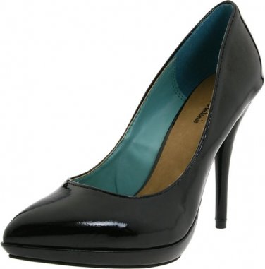 Michael Antonio Patent Pointed Toe Platform High Heel Stiletto Pump - Black - 8