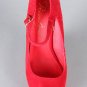 Privileged Dexter Open Peep Toe Mary Jane Heel Less Curved Wedge High Pump - Red - 7.5
