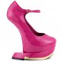 Privileged Kelsey Patent Heel Less Mary Jane Curved Wedge Pump - Hot Pink/Fuchsia - 8