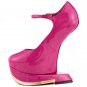 Privileged Kelsey Patent Heel Less Mary Jane Curved Wedge Pump - Hot Pink/Fuchsia - 8