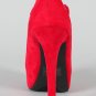 Faux Suede Mary Jane Pointed Pointy Toe Platform High Heel Stiletto Pump - Red - 8