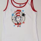 Ladies Women's X-Large XL Dr Seuss Cat in the Hat tank top shirt White / Red NEW