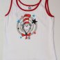 Ladies Women's X-Large XL Dr Seuss Cat in the Hat tank top shirt White / Red NEW