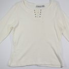 Ladies Women's Long Sleeve Off-White Ivory Shirt Blouse WHITE STAG New L Large