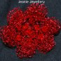 Red Crochet Flower Brooch